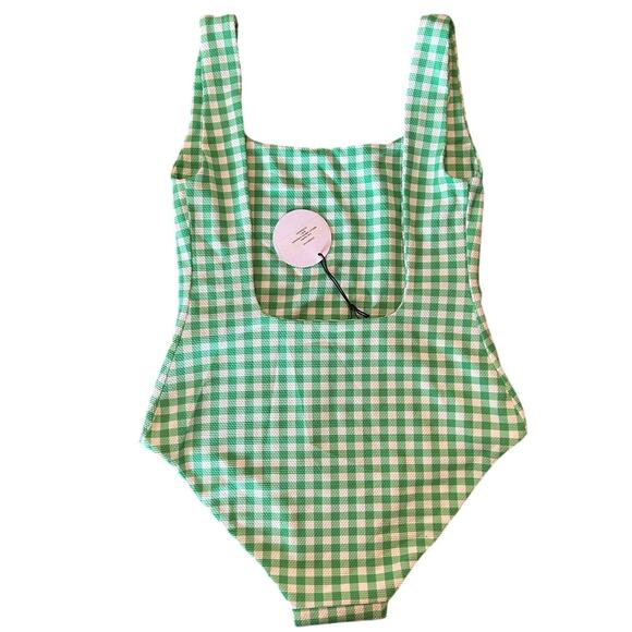 COSSIE + CO Bright Green Gingham The Poppy One Piece Swim Bathing Suit NWT US 4 - Picture 2 of 9